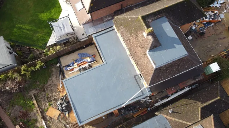 Felt flat roof on a domestic property