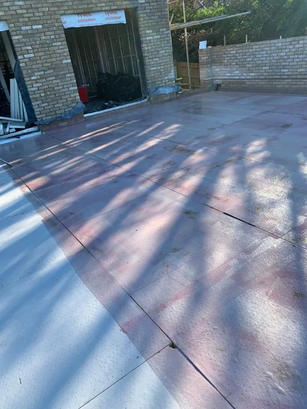 Completed single ply terrace with clean welded seams